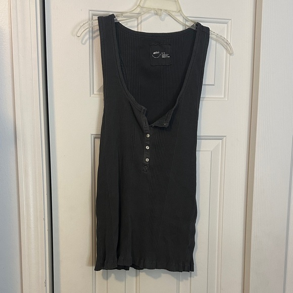 aerie Tops - aerie Dark Gray Ribbed Henley Tank